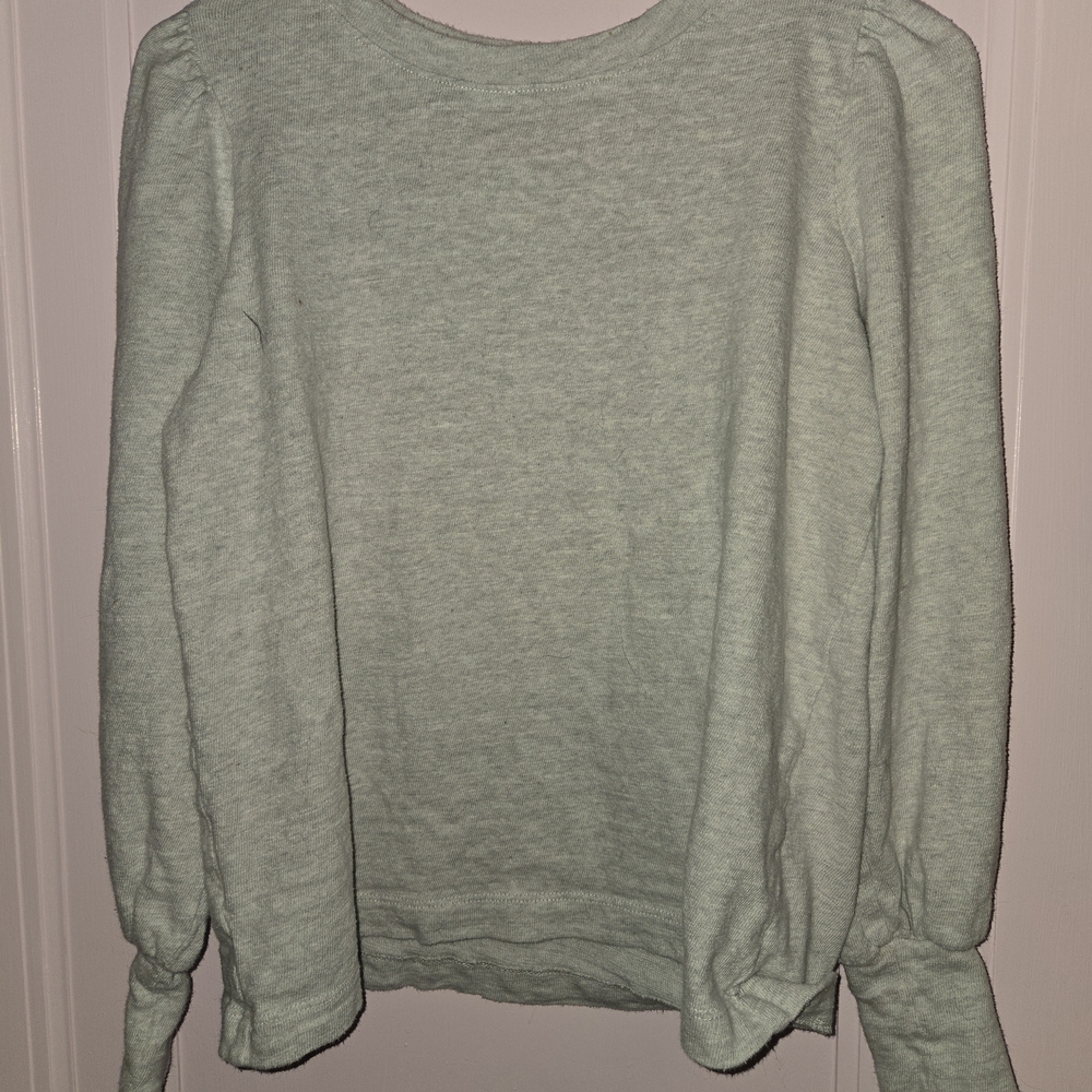 LOFT Grey Long Sleeve Ruffled Sweatshirt